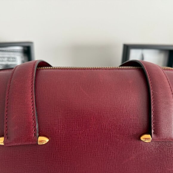 Vintage Must de Cartier Burgundy Boston Handbag Gold Hardware - Picture 8 of 12